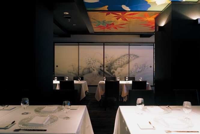 The sleek restaurant interior
