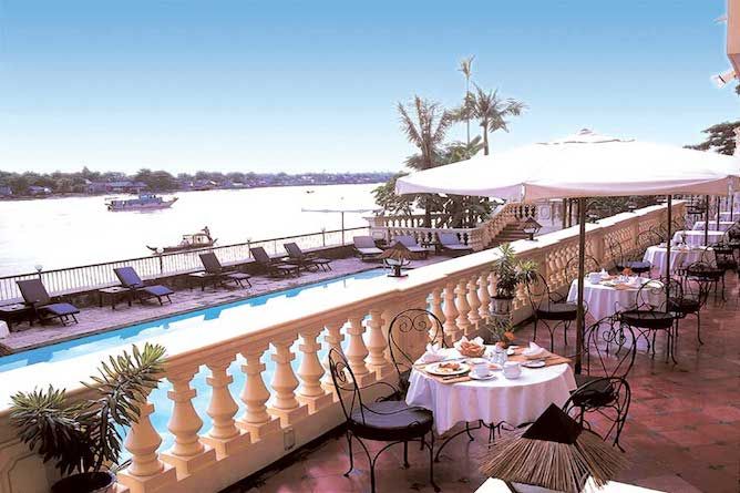 Swimming pool with views across the Bassac River