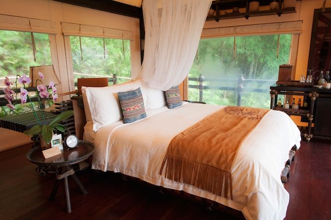The Superior tent bedroom area offers stunning 360 degree views