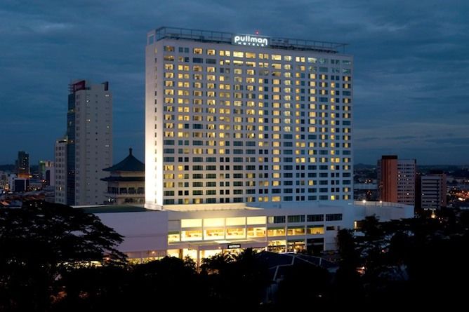 Pullman Kuching exterior at night