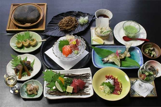 A typical multi-course dinner