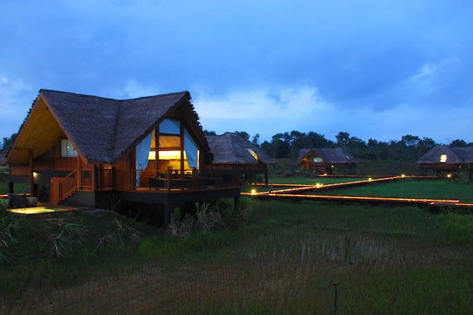 The resort at dusk