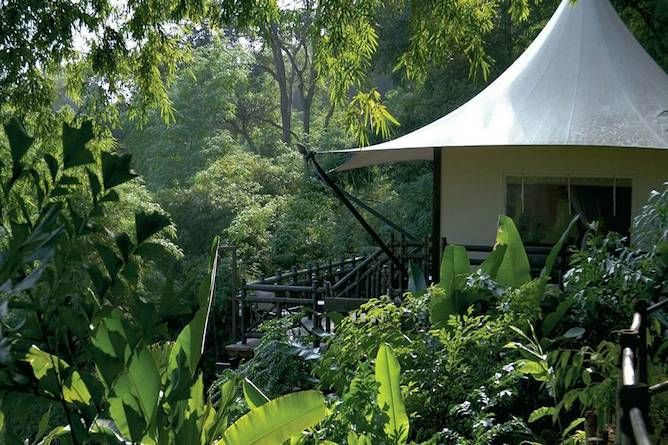 Exterior of one of the Deluxe tents
