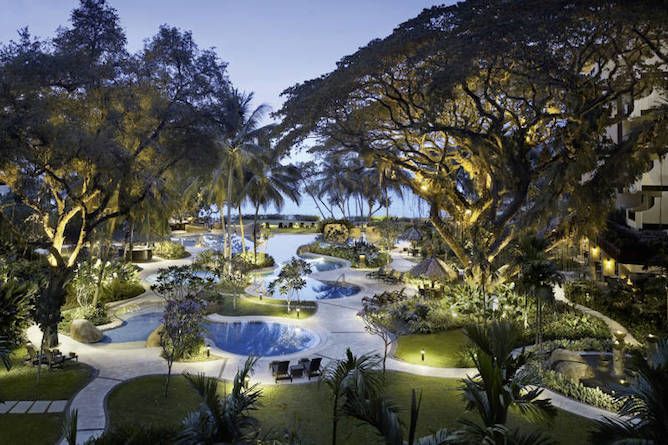 The magnificent gardens and swimming pools at Rasa Sayang