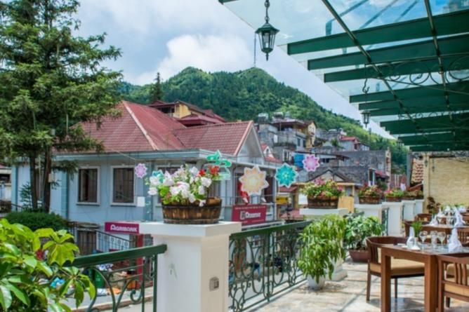 Restaurant terrace overlooking Sapa