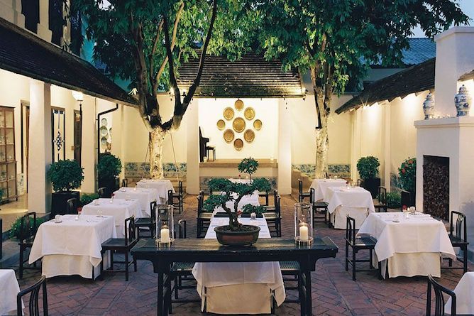 The open-air courtyard restaurant
