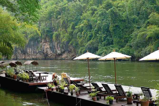 Riverside terrace and views of The River Kwai