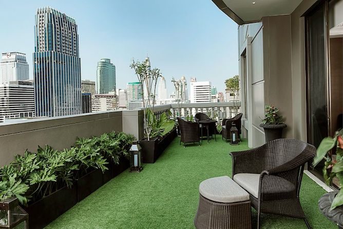 The Nimman suite has a large balcony with views over the city