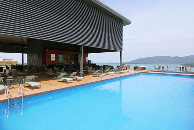 Rooftop pool and bar