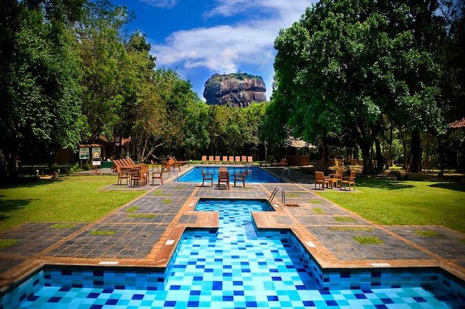 The view down the garden & over the pool