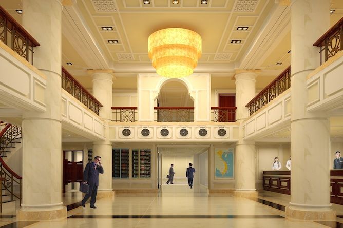 Hotel lobby & reception area