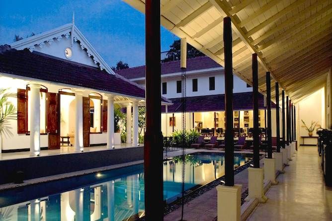 The restaurant is semi open air and adjacent to the pool
