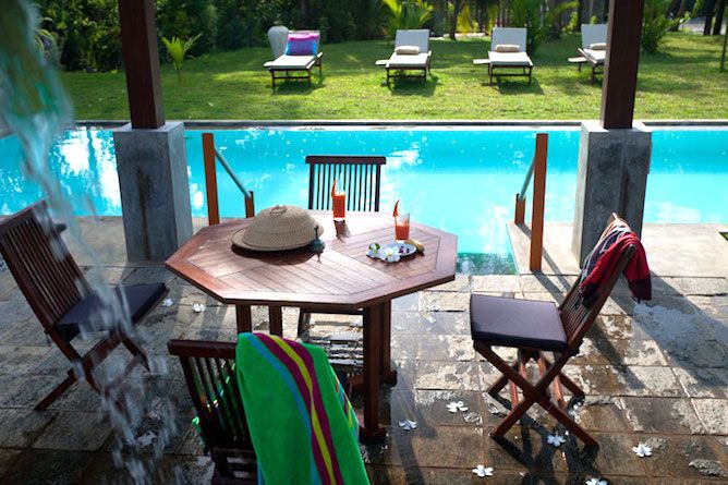 The pool, loungers and terrace