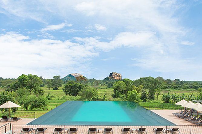 View of Sigiriya Rock from the pool