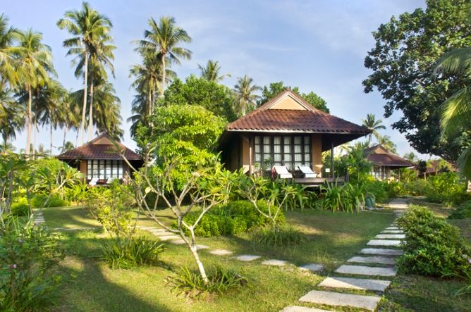 Villas surrounded by tropical foliage