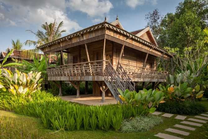 Authentic wooden house on stilts
