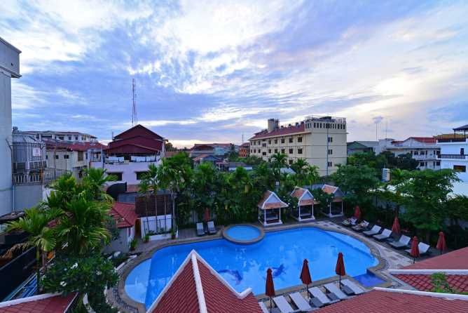 View over the pool and city