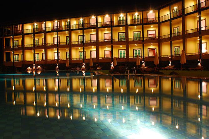 The hotel by night