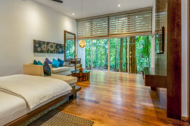 Forest views through floor to ceiling windows