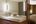 a bathroom with a large mirror