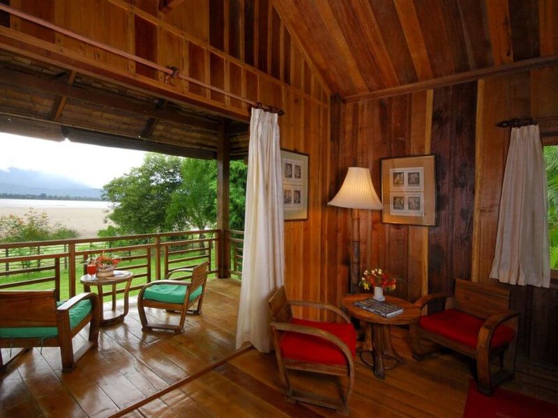 Balcony overlooking the river at La Folie