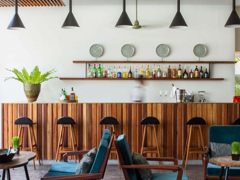 Wooden bar at Viroth's Hotel