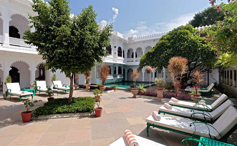 Loungers in the courtyard