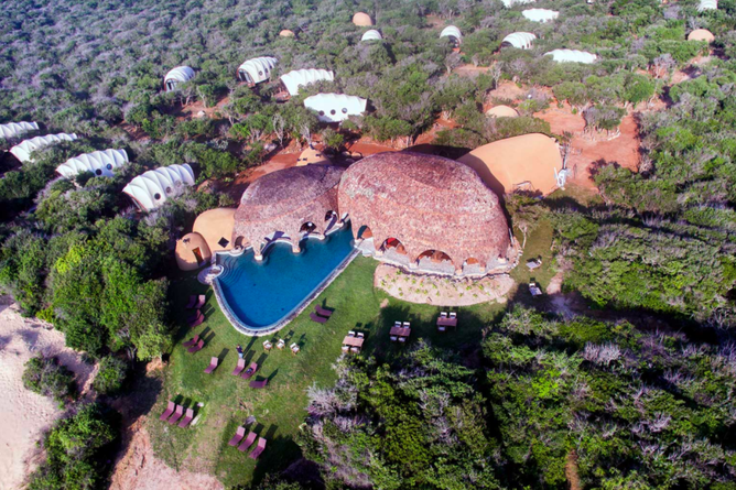 Wild Coast Tented Lodge - Aerial pool view