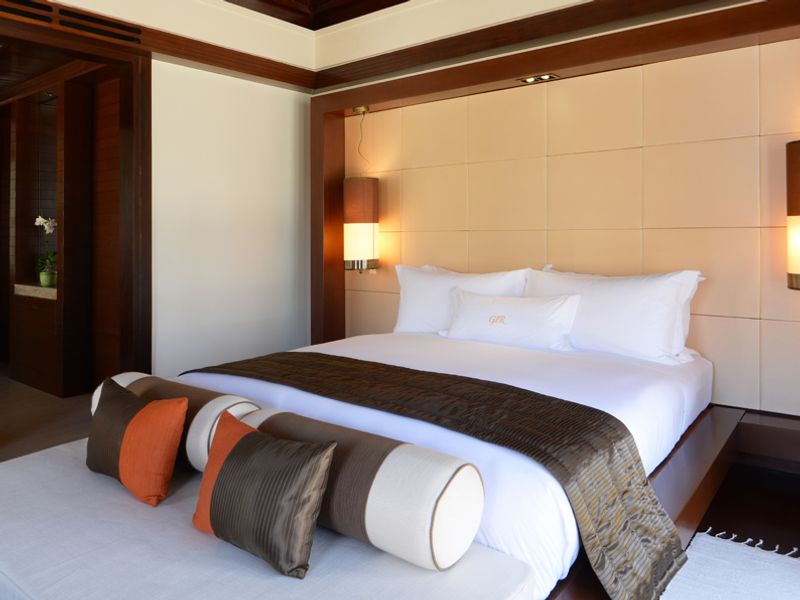 Villa with double bed at Gaya Island Resort