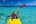 Man kayaking on a blue sea
