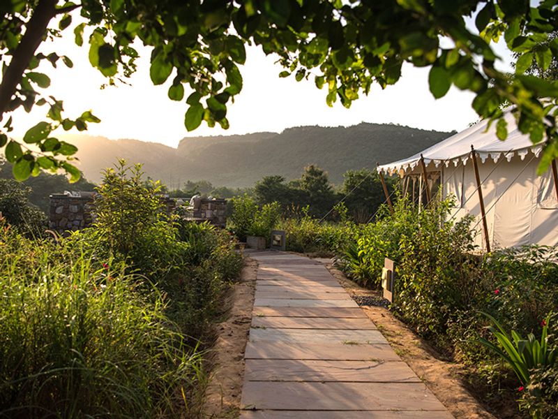 Walkway at sunset at Khem Villas