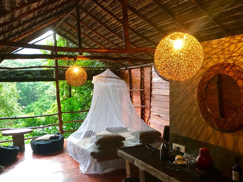 Open air bedroom at Borderlands Camp