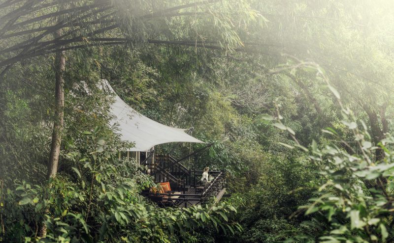 Exterior of one of the tents