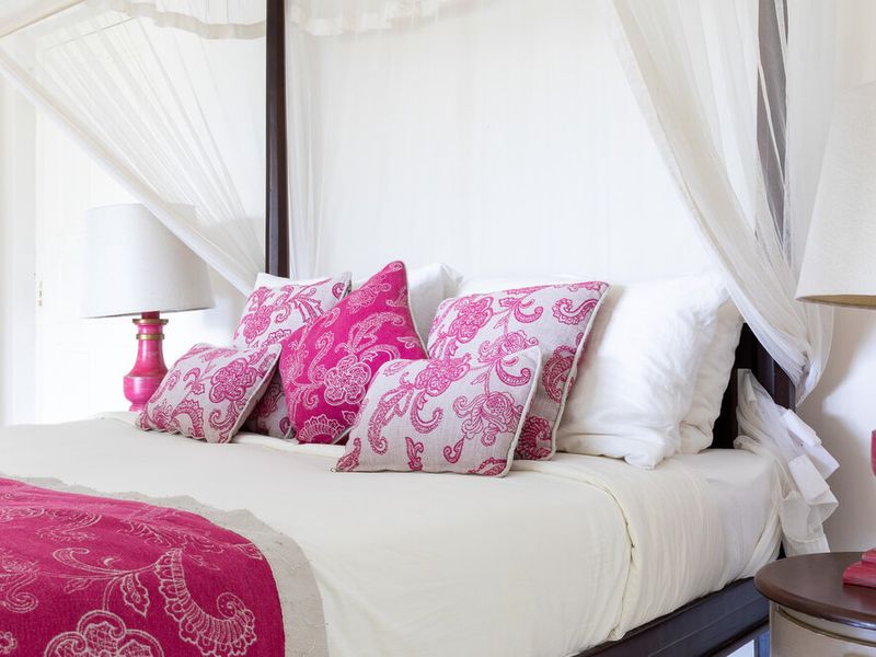 Pink and white bed at the Ashburnham Estate