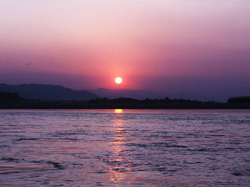 Pink sunset over the water