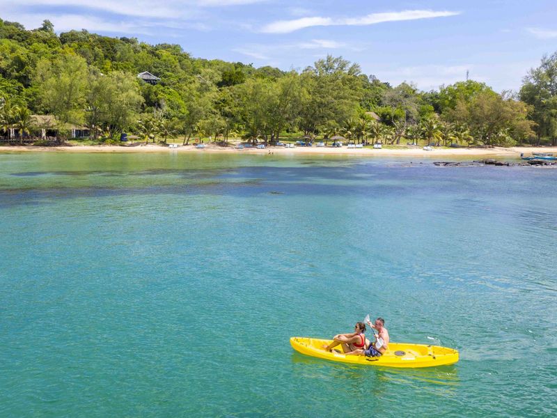 Kayak on blue sea on Phu Quoc