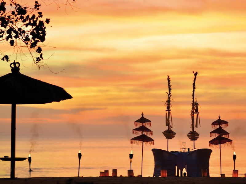 Beach at sunset Belmond Jimbaran Puri Bali Indonesia