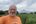 a man in an orange shirt in front of a field of plants