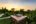 Outdoor seating area at sunset