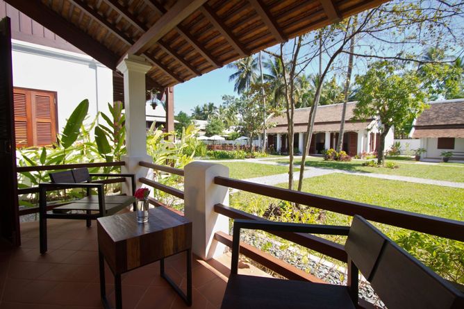 Shaded terrace with garden views