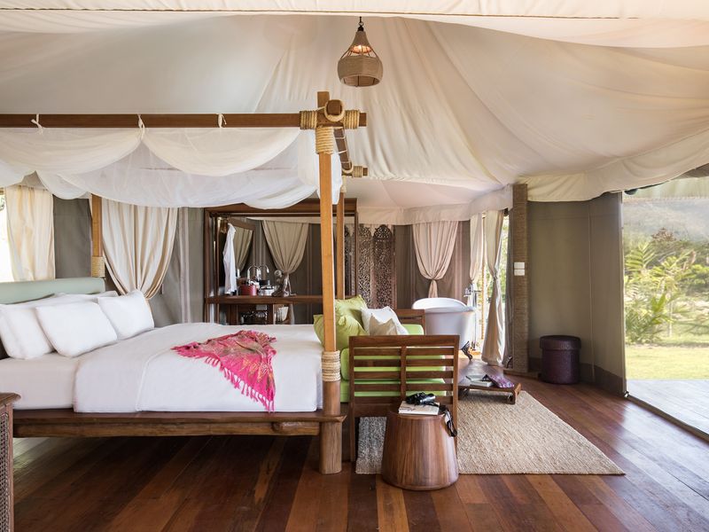 Tented bedroom at 9 Hornbills