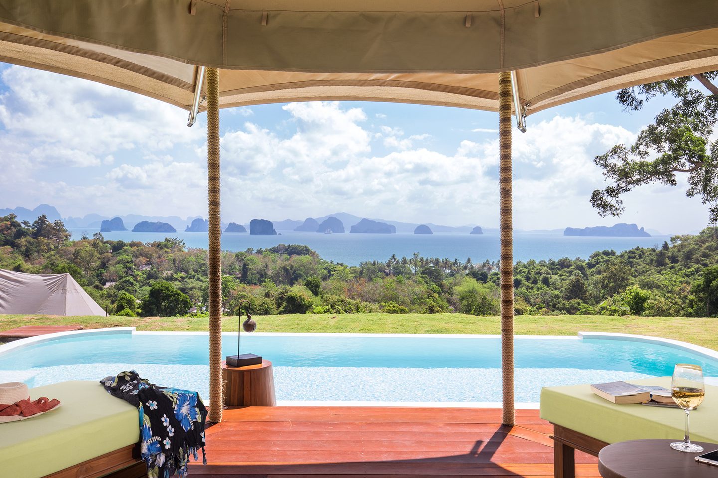 View from the tent over the sea at 9 Hornbills