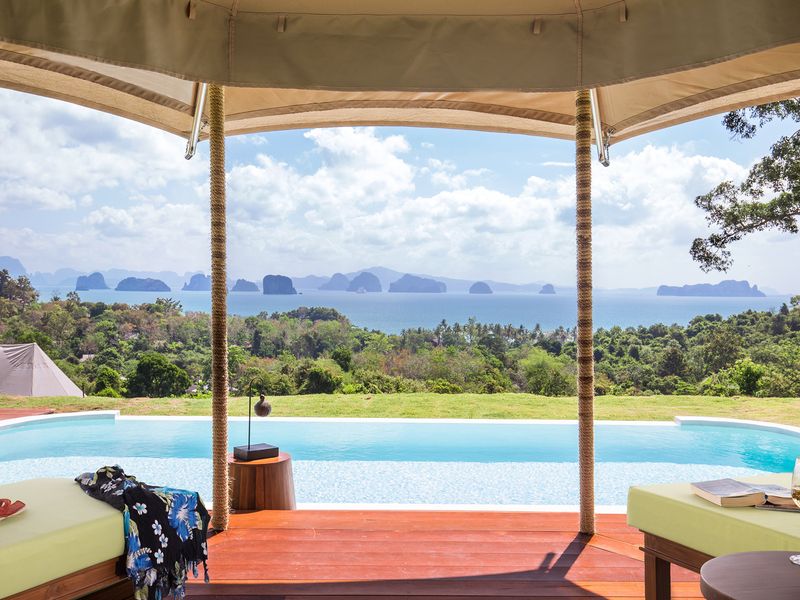 View from the tent over the sea at 9 Hornbills