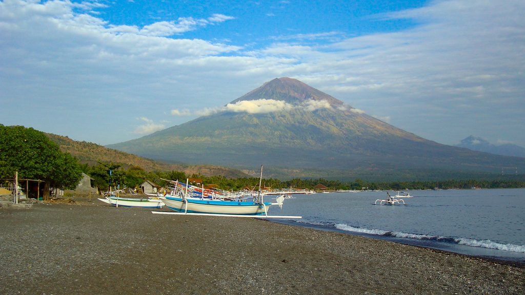 Beach and Mount Agung Bali