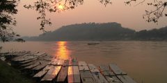 long shot of boats on a river