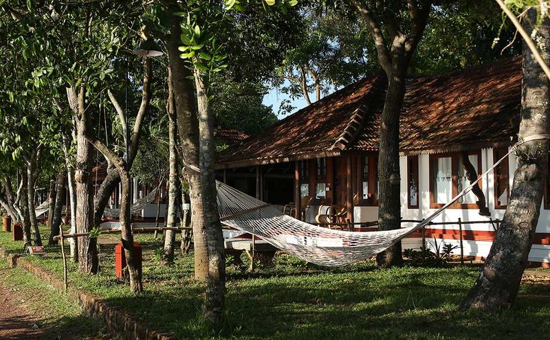 Hammock in lakefront villa garden