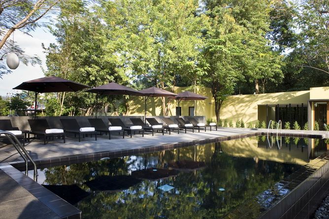 Sheltered outdoor pool