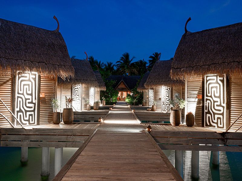 Walkway at night at Constance Moofushi