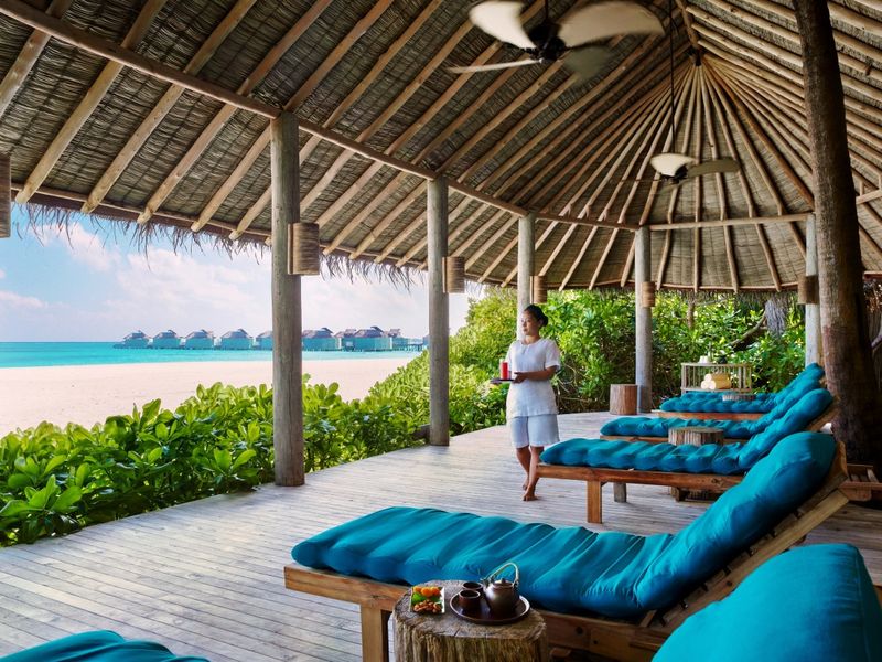 Spa lounge at Six Senses Laamu