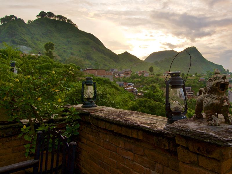 Terrace with mountain view at The Old Inn